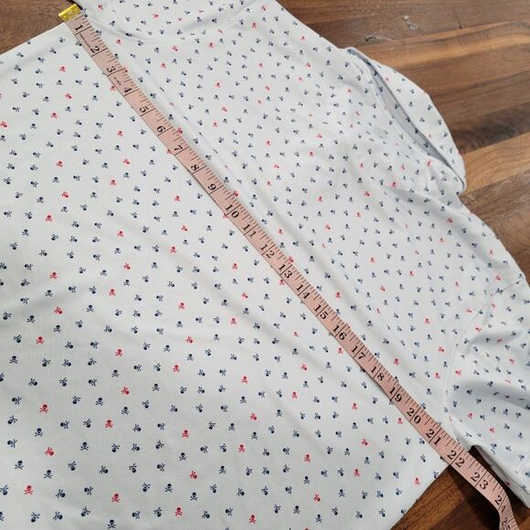 Johnston & Murphy White Polo Shirt with Blue and Red Accents - Picture 8 of 8